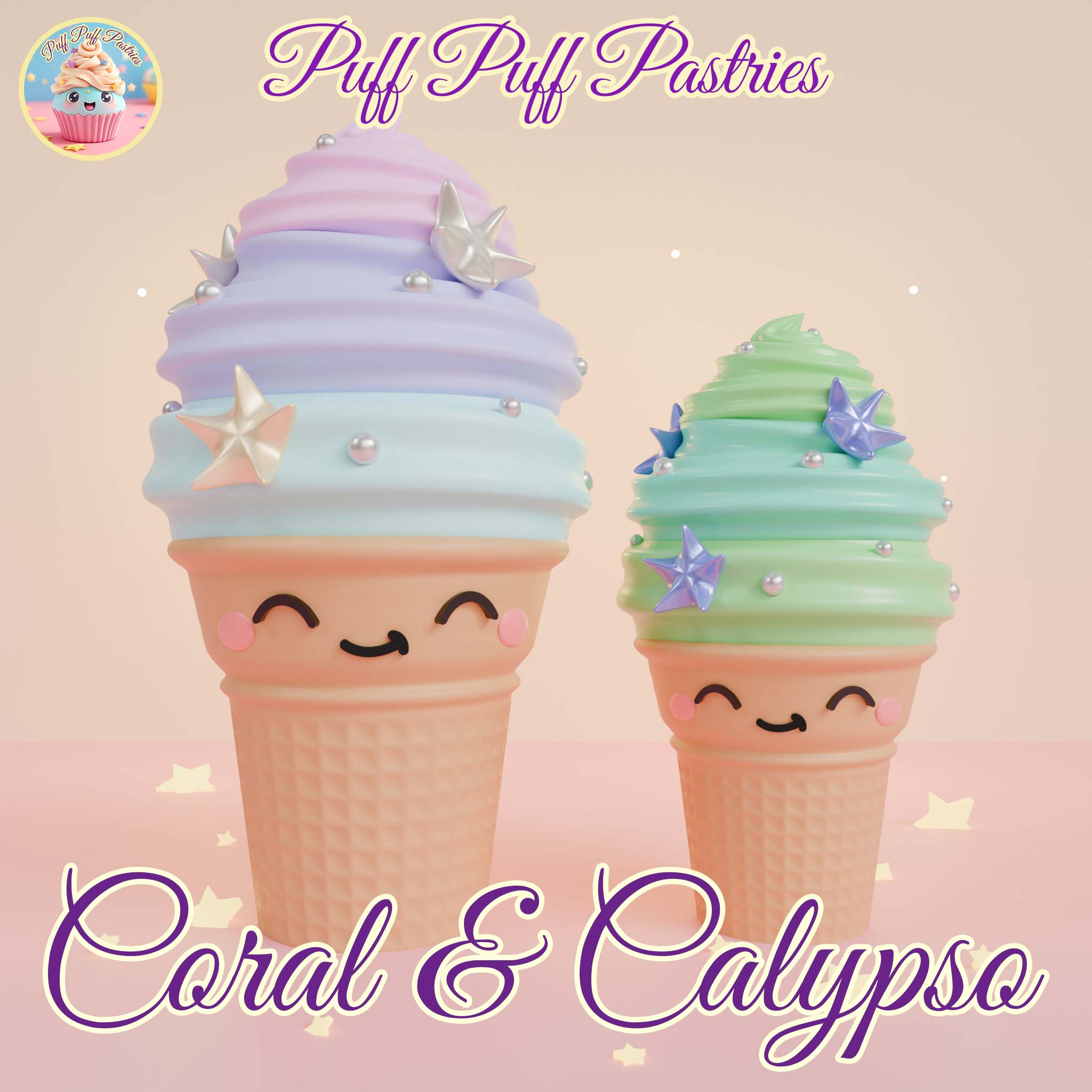 Kawaii Ice cream Coral and Calypso